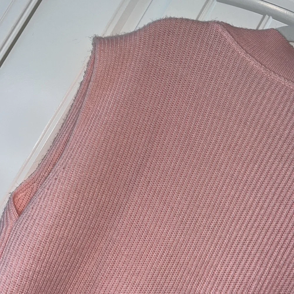 VINTAGE light pink sweater vest topper woolblend boho grandmacore cottagecore 1X - Picture 10 of 15